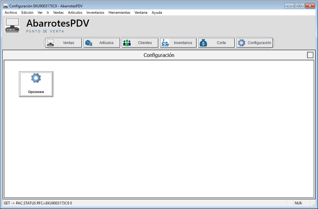 Pantalla Configuración - AbarrotesPDV 1.0