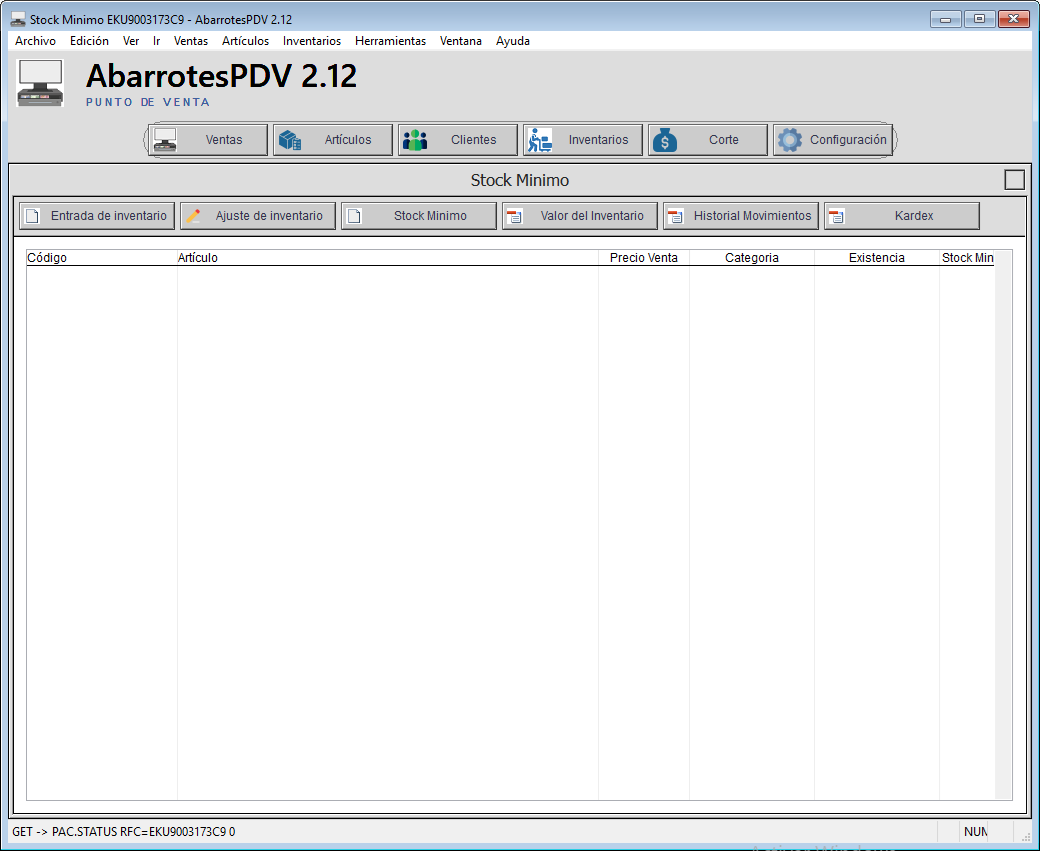 Stock mínimo - AbarrotesPDV 1.0