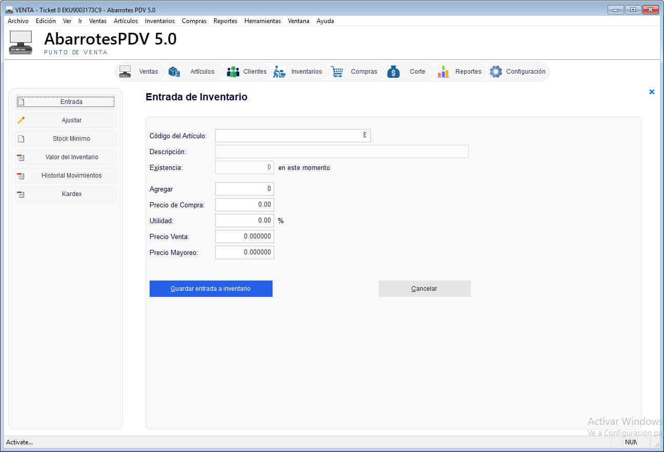Entrada de inventario - Abarrotes punto de venta (AbarrotesPDV)