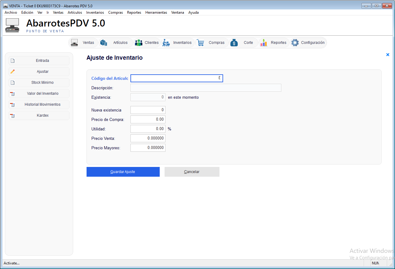 Ajuste de inventario - Abarrotes punto de venta (AbarrotesPDV)