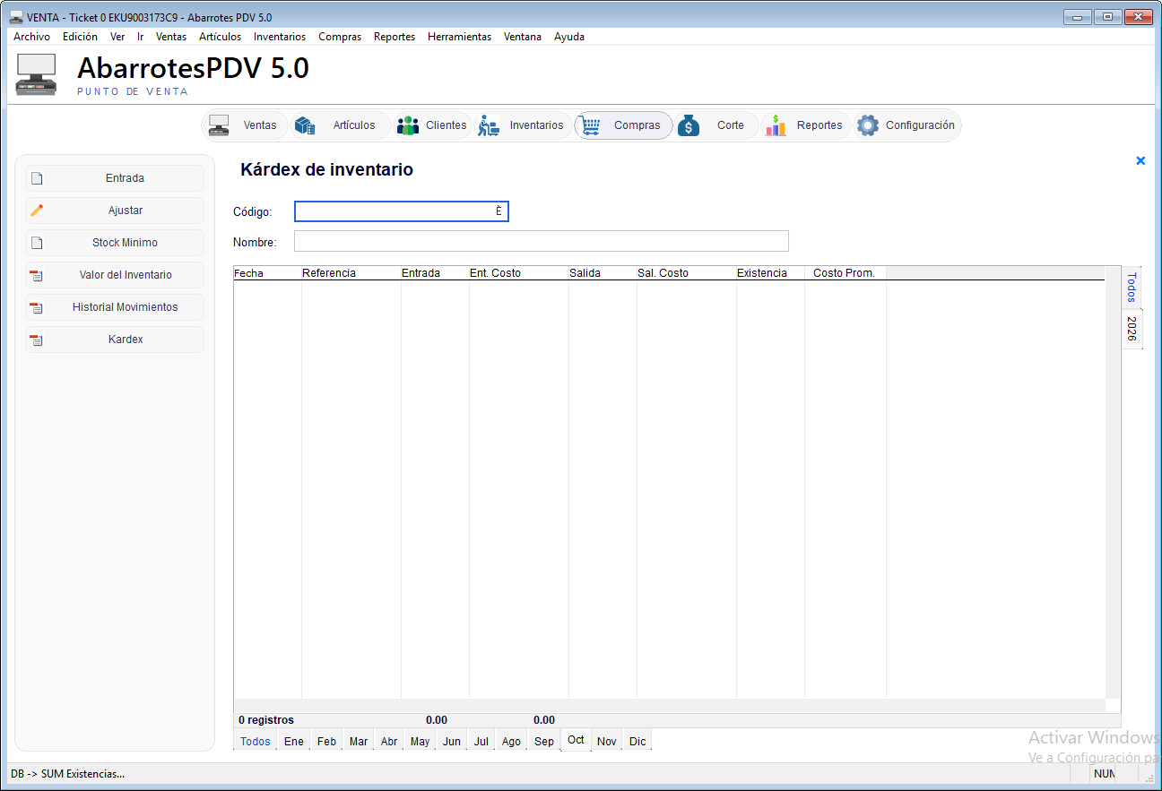 Kárdex de inventario - Abarrotes punto de venta (AbarrotesPDV)