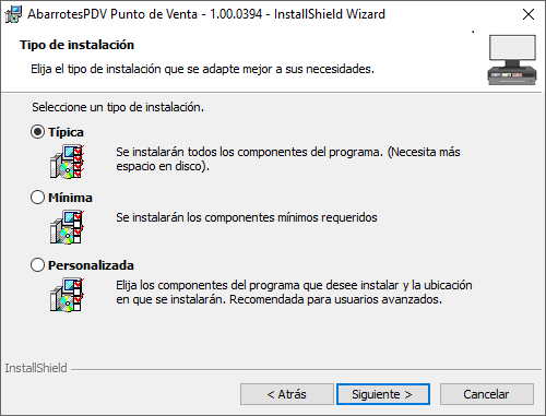 Pantalla Tipo Instalación - Abarrotes punto de venta